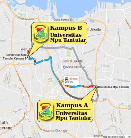 Lokasi dan Peta (Google Map) Universitas Mpu Tantular Jakarta Nomor